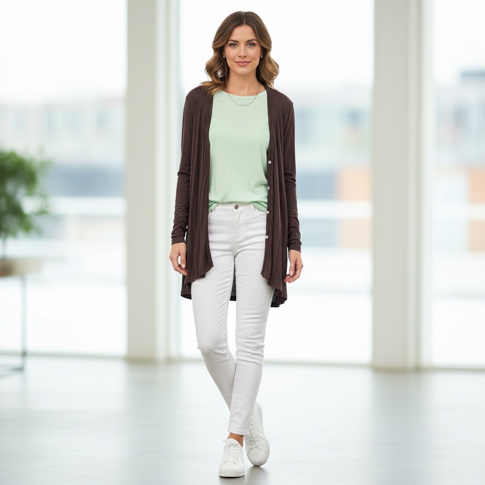 Kische Brown  button down long Tunic Top